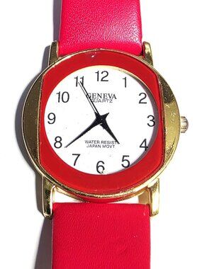 Geneva red & gold women's watch